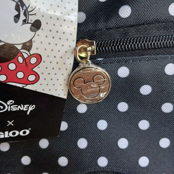 NEW Igloo Minnie Mouse Dual Compartment 20 Can Polka Dot Tote Cooler Bag Gold - Picture 5 of 6